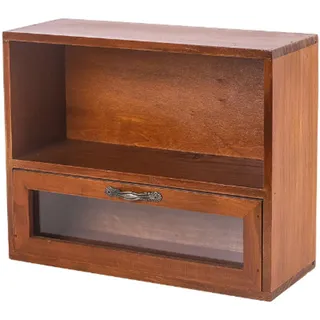 Schreibtisch-Organizer aus Holz, Vintage-Tisch-Organizer mit Schublade und Offenem Schrank, Retro-Desktop-Organizer-Regal für Schreibtisch, Toilettenartikel, Schminktisch, Bürobedarf