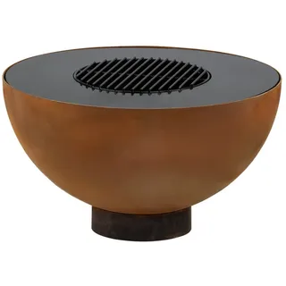 BBQ-Toro Feuerschale mit Grill Ø 60 cm, Rostoptik, Feuerplattengrill, Outdoor Feuerstelle | BBQ-Toro