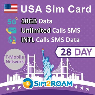 USA Ultra SIM-Karte 28 Tage|10GB 5G/4G Daten|Unbegrenzte inländische US-Anrufe und SMS + aus den USA an über 90 INTL-Ziele|Guthaben für internationale Anrufe und Roaming|Wieder auffüllbar!(10GB Daten)