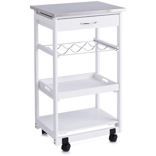 Zeller Küchenrollwagen mit Edelstahltop 82 cm x 37 cm x 47 cm Weiß