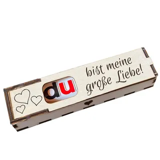 Duplo Holzbox mit Schokoriegel Geschenkbox mit Gravur Spruch "Du bist meine große Liebe!" Geschenkidee