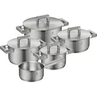 Topf-Set WMF "Ultimate Cool+ Induktion, Kochtopf Set mit Edelstahldeckel", grau (edelstahl), Töpfe, Induktionstöpfe Set unbeschichtet, wärmereduzierende Cool+ Griffe