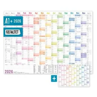 Häfft Häfft® Plakatkalender 10038-3 Rainbow gefalzt, 15 Monate: 89 x 63cm A1