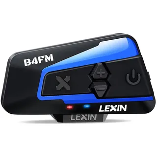 LEXIN B4FM Motorrad Intercom, Helm Headset für bis zu 10 Motorräder mit 2000m Reichweite, DSP und CVC Geräuschunterdrückung Motorradhelm Kommunikationssystem mit Musikteilen Funktion