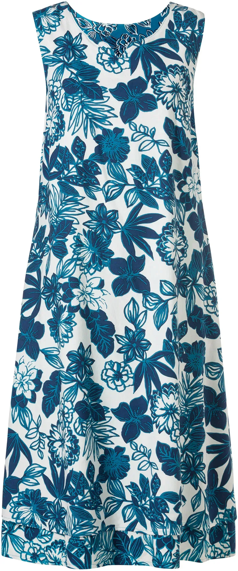 Viskose-Kleid, Druck blau, 52