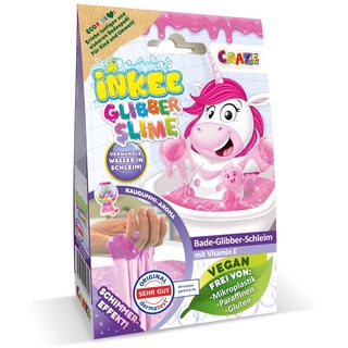 INKEE Bath Slime Unicorn | Bade-Glibber Schleim mit Vitamin E, pinkes Schleimpulver mit Bubble Gum Aroma, 100g Schleimpulver