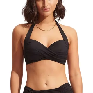 Seafolly Twist Soft Cup Halter Damen Bikini (Schwarz 34 Größe)