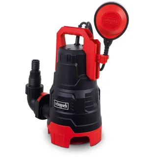SCHEPPACH | Fördermenge 9000 L/h | Förderhöhe 6m Tauchtiefe 7m | Partikelgröße 30mm |Schmutzwasserpumpe DWP 400 (400 W, Max. 0,6 bar rot|schwarz