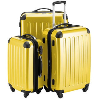 HAUPTSTADTKOFFER Alex - 3er Kofferset, Trolley-Set, Rollkoffer, Reisekoffer, (S, M & L), Gelb