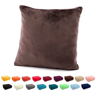 heimtexland ® Flanell Kuschel Kissen Super Soft Dekokissen Plüsch Typ380 Kissenhülle Schoko Braun 40x40 cm
