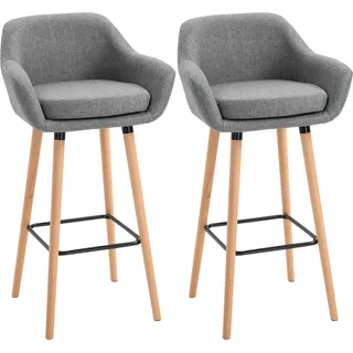 HOMCOM Barhocker Sitzhöhe 65 cm, moderner Barhocker, Barhocker 2er Set Poco, Grau  Aosom.de