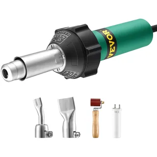 Vevor Heißluft-Kunststoffschweißgerät, 1600 W Heißluftpistole, 50–600 °C PVC TPO Vinyl Schweißpistole Kunststoff, Hot Air Welder mit 4 Zubehörteilen – 2 Düsen & 1 Nahtrolle für PP/PE/PVC-Platten
