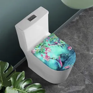 COEQINE Kolibri Floral Toilettendeckel Abdeckung Toilettendeckel Abdeckung Länglich Badezimmer Auqa Animal Print Home Decoration