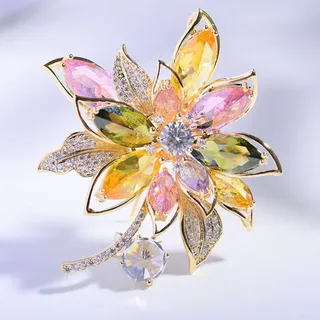 hcma Zirkon Vintage Broschen Multicolor Elegante Kristall Pin für Damen Edlen Schmuck Kleidung Schal Schnalle Kleidungsstück Zubehör Pins Geschenk