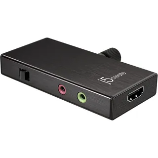 j5create Live-Videoaufnahmekarte - HDMI zu USB-C, unterstützt 1080p 60FPS Video- und Audioaufzeichnung, Stromversorgung 60W (JVA02)