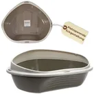 Katzenklo Ecke Eck Katzentoilette mit Rand ohne Deckel offen grau Katzen WC Ecktoilette