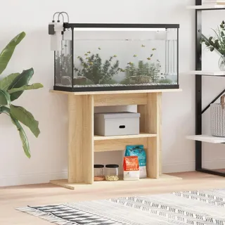 Mengtu Aquariumständer Aquariumregal Fischtankständer Aquarium Unterschrank mit 3 Ablagen, Aquarium Tisch Aquarienschrank Terrarium Schrank Sonoma-Eiche 80x35x60 cm Holzwerkstoff