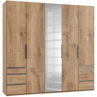 Level 250 x 236 x 58 cm Plankeneiche Nachbildung mit Spiegeltüren und Schubladen