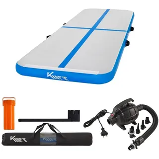KM - Fit Gymnastikmatte Airtrack Matte Turnmatte Fitness-Matte (1-St., 400 x 100 x 10 cm), mit integrierter Pumpe 600W blau