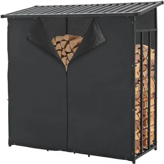casa.pro Brennholzregal Yakutat Metall 185 x 70 x 180 cm Schwarz