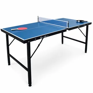 Alice's Garden - Mini Tischtennisplatte Ping Pong 150x75cm - Blauer Klapptisch, mit 2 Schlägern und 3 Bällen, für den Innenbereich, zusammengeklappt als Koffer, Tischtennissport