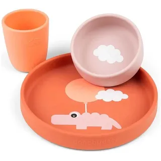 Done by Deer Silikon Geschirr-Set, Happy Clouds Papaya