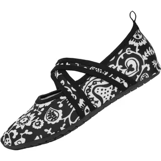 WeWee® Barfußschuhe Damen [Gr. 35-43] mit stützendem Band für perfekten Halt I Federleichte & Flexible Barfuss Schuhe Damen Outdoor für freie Füße I Weiße Blumen Cross I Größe 40-41 EU I XL - 40/41 EU