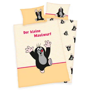 Herding Der kleine Maulwurf Bettwäsche 40x60 + 100x135cm 100% Baumwolle mit Reißverschluss