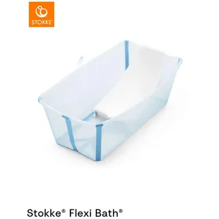 Stokke Babybadewanne Flexi Bath Bundle, Blau, Transparent, Kunststoff, 24x34x64 cm, BPA-frei, Pflegen, Baden, Babybadewannen