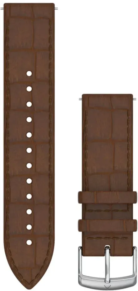 Garmin Schnell-Wechsel Leder Armband 20mm Dunkelbraun mit Kroko-Prägung / Schnal...
