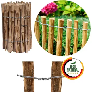 Floranica Staketenzaun Haselnuss 1 laufender Meter x 50cm 8-10cm Zwischenraum Hühnerzaun Lattenzaun Gartenzaun, Rollzaun,Hundezaun