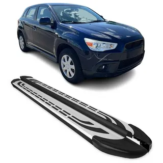 Omac Trittbretter Seitenschweller Kompatibel mit Mitsubishi ASX 2010-2022 Alu Schwarz Grau 2tlg