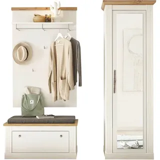 Home Affaire Garderoben-Set »WESTMINSTER BESTSELLER!«, (3 St., Schuhbank, Wandpaneel, Garderobenschrank), im romantischen Landhausstil