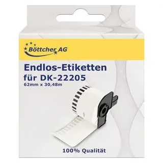 G&G Etiketten Rolle Kompatibel ersetzt Brother DK-22205 62mm x 30.48m Papier Weiß 1 St. Permanent haftend Universal-Etiketten