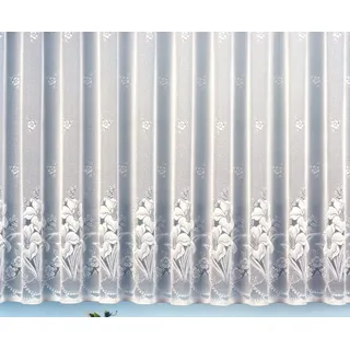 heimtexland Gardine Vorhang Jacquard Store mit Bleiband für schönen Fall weiß schönes Blumenmuster Allover mit Kräuselband/Universalschienenband HxB 245x300 cm für Fensterbreite 100-135 cm Typ43