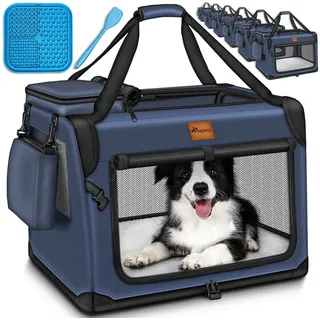 TRESKO Hundebox faltbar 61 x 42 x 42 cm Blau