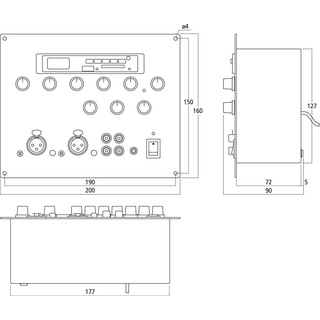 Monacor MXT-52MP3 Mischpult mit integriertem MP3-Spieler für die Unterputz-Wandmontage, Schwarz