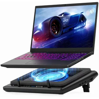 llano Gaming Laptop Kühler Kühlpad- mit stufenloser Geschwindigkeit 14cm Extra-groß Leistungsstarker Turbo-Lüfter & Dichtungsschaum schnelle Kühlung 15-19 Zoll Notebook 3-Port-USB-Hub Kein RGB