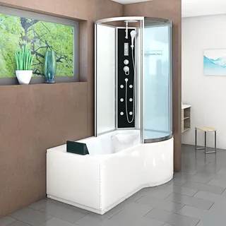 AcquaVapore Kombination Badewanne Dusche K50-L01 170x98cm OHNE 2K Scheiben Versiegelung