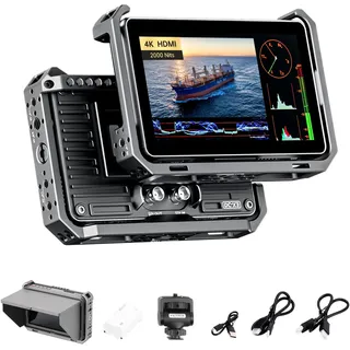 VILTROX DC-X3 Kamera Field Monitor Kit mit Rig Cage 2000Nits Touchscreen Kamera Monitor mit SDI/4K HDMI EIN-/Ausgang, 6" Full HD 1920x1080 IPS, 3D LUTs Peaking Focus Assist, Sonnenschutzhaube, Akku