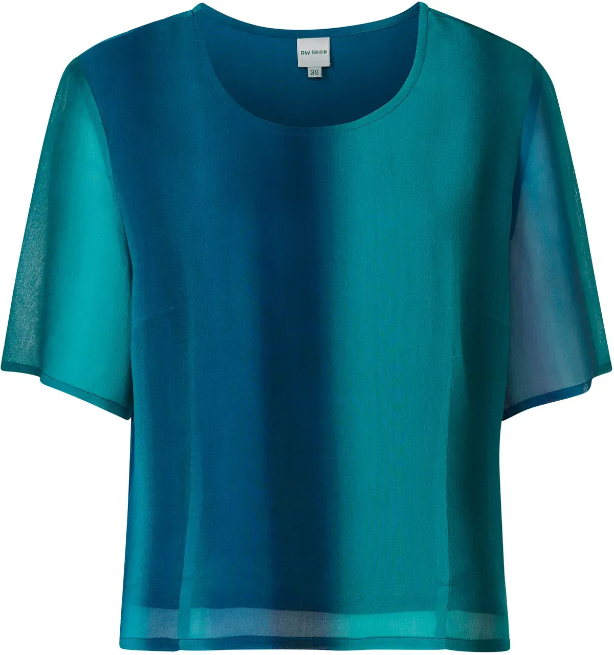 Viskose-Bluse, Druck petrol, 36