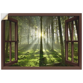 ARTland Wanddeko Wandtattoo selbstklebende Vinylfolie 100x70 cm Fensterblick Wald im Gegenlicht T5SY