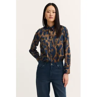 bugatti Langarmbluse Leopardenmuster mit Hemdkragen und Knopfleiste braun 34