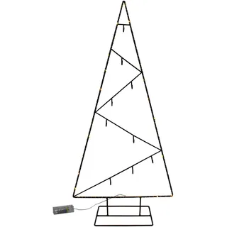 LED Metall Tannenbaum schwarz mit 9 Haken - 77 cm - Deko Ständer für Zierschmuck Batterie betrieben - Advent Weihnachts Dekoration