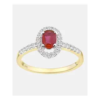 Diamant L'éternel Ring aus 375 Gelbgold mit Diamant mit Rubin | Gr.: 58