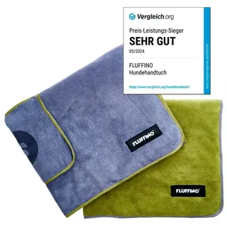 FLUFFINO® Hundehandtuch Mikrofaser – 2er-Pack | 120 x 70 cm - Grau & Grün