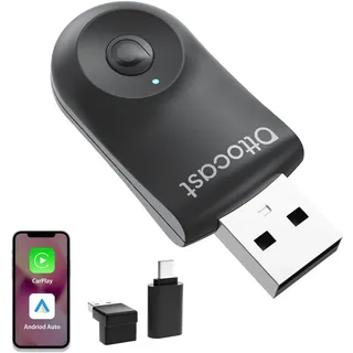 OTTOCAST Mini 2in1 Wireless Carplay Adapter für iPhone, Android Auto Adapter Konvertieren Sie Kabelgebundenen zu Kabellosen Carplay-Dongle, Kompatibel mit Autos nach 2016 mit Wired CarPlay und AA