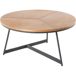 Riess-Ambiente Couchtisch OAK ELEGANCE 80cm Eiche Holz-Design schwarzes Metallgestell rund