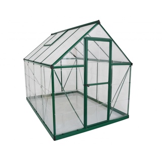 Palram Hybrid 6X8 Grün+ 4x Schwerlastregal und Gewächshaus-Clips in cm