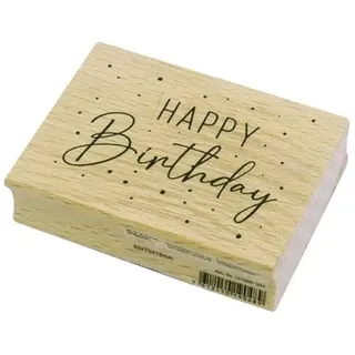 Artoz Stempel – Holzstempel – „Happy Birthday dots“ – 70 x 50 mm – Motivstempel zum Kartenbasteln für Einladungen, Geburtstag, Glückwünsche